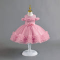 Ready-to-ship new children's formal dress - off-the-shoulder tulle princess dress for baby girls' first birthday