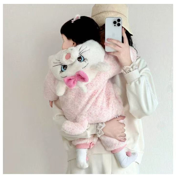 Wintercute winter clothes baby outing clothes baby clothes super cute one-piece plus fleece thickened khakiheattech crawling suit