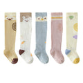 Babylon baby stockings spring and summer new arrival combed cotton cartoon kids socks boneless dot glue non-slip over-the-knee socks