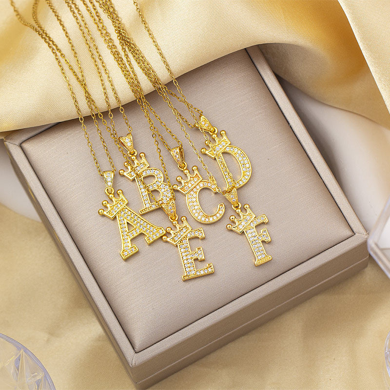 High-end letter layered necklace - 26 alphabet charms, cross-border bestseller, minimalist fashion, premium titanium steel jewelry