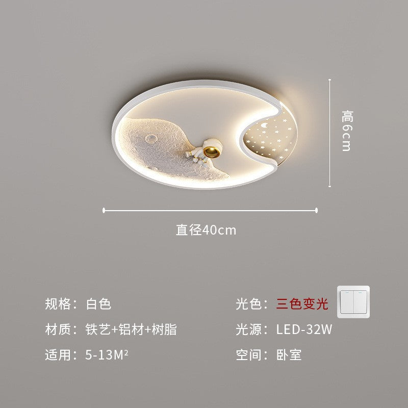 Children's room eye protection full spectrum astronaut ceiling light, boys and girls bedroom room warm lighting LED lamps