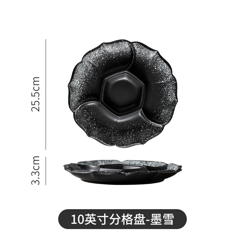 Japanese tableware sushi marinade platter plate four grids plate ceramic divided vegetable plate fruit plate dried fruit snack plate