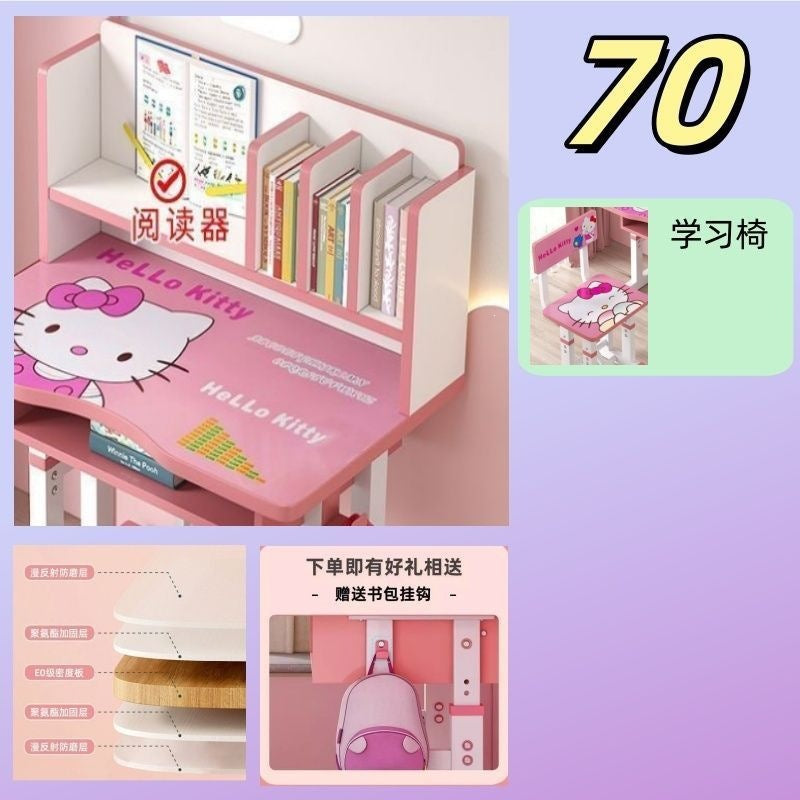 Children's study desk set - adjustable height writing desk and chair for elementary school students - posture correction table