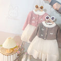Girls' skirt  new korean style cute fashionable chic princess style patchwork mesh knitted skirt for girls
