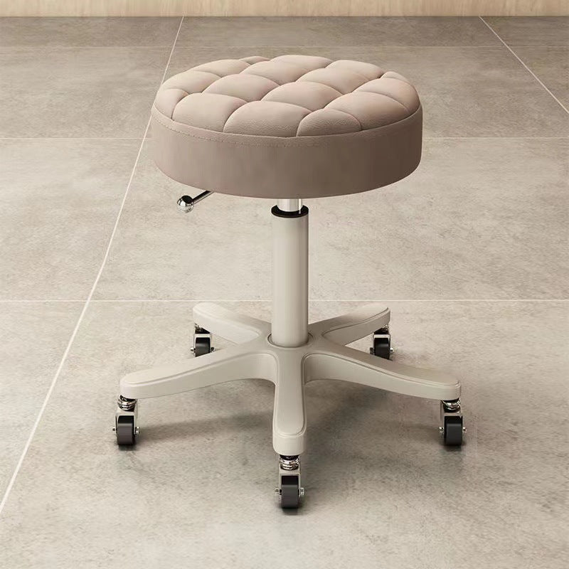 Professional salon stool - swivel, height adjustable, backrest, heavy-duty chair with casters - round chair for barber shops, nail salons, and office use
