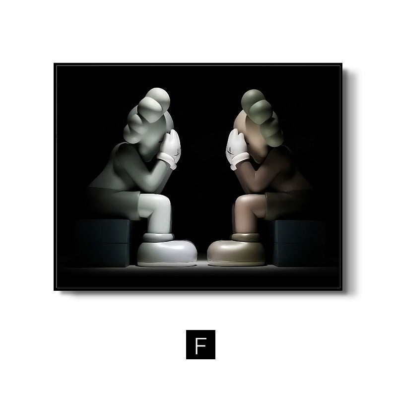 Kaws trend meter box decorative painting simple cartoon violent bear electric box blocking hanging painting switch box flip wall painting