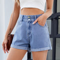 European and american cross-border women's summer new arrivals:  independent site washed classic loose rolled hem casual denim shorts