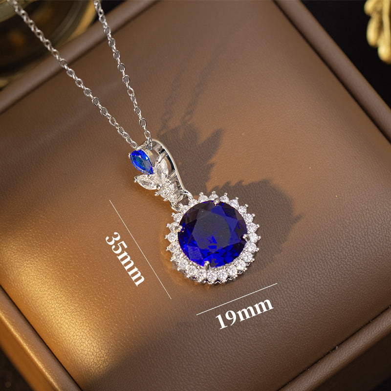 European and american hot-selling fashion copper inlaid zircon round necklace for women, lightweight luxury, versatile, elegant, non-fading titanium steel clavicle chain jewelry