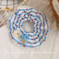 Blue striped lace heart-shaped scrunchie hair tie - korean style hair bun maker - elastic hair band