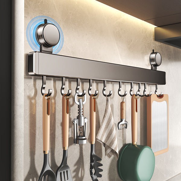 Suction cup, kitchen hook, no punching rack, hanging rod, spatula, spoon, knife integrated hanger, wall-mounted storage rack