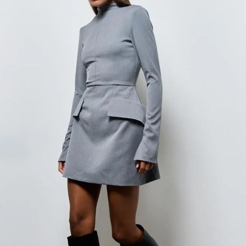 cross-border european and american women's clothing: new autumn fashion, elegant and slim-fitting long-sleeved waist-cinching dress for work and casual wear