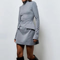 cross-border european and american women's clothing: new autumn fashion, elegant and slim-fitting long-sleeved waist-cinching dress for work and casual wear