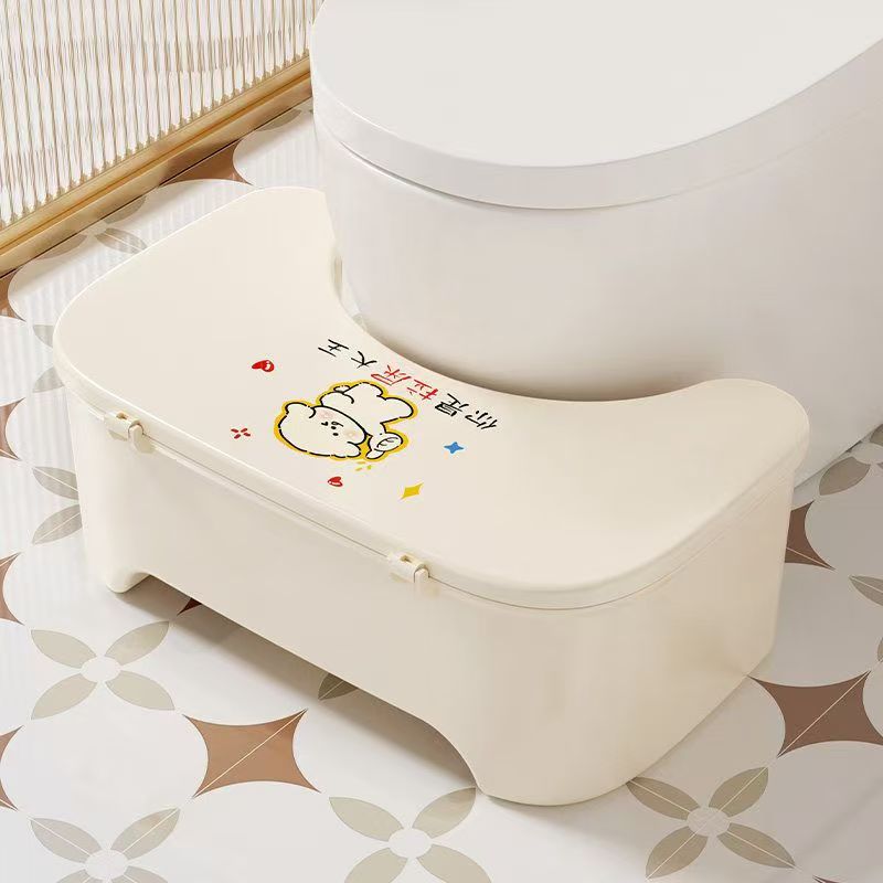Cartoon collapsible toilet stool - kids' step stool, home use, thickened, non-slip toilet footrest, storage stool