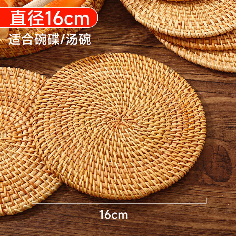 Rattan insulation mat oven mitts pot mat bowl mat high temperature resistant dining table mat plate mat coaster teapot holder casserole weaving