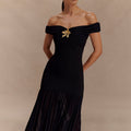 European and american export women's clothing  new arrival: elegant bandeau maxi dress, off-the-shoulder mesh panel, bodycon mini dress