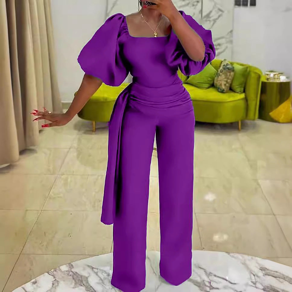 D128texport women's clothing   summer high waist elegant large size cross-border african european and american jumpsuits