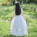 Girls' floral print princess dress - long, chiffon, summer style, new fashion, girls' dress, vacation style, mori girl, pastoral style