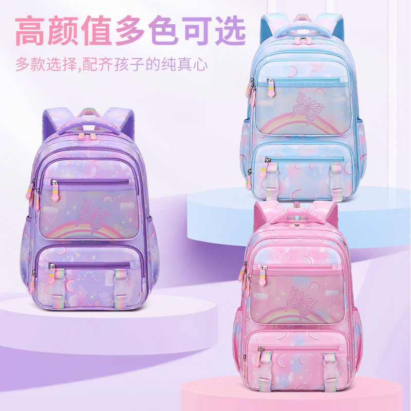 New Sweetheart Rainbow School Bag Refrigerator Open Door High-value Elementary School Backpack Anti-splashing Water Skin-friendly Student Bag