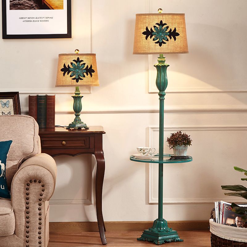 Green floor lamp living room bedroom american bedside lamp nordic coffee table floor lamp frenchretro lamp storage rack
