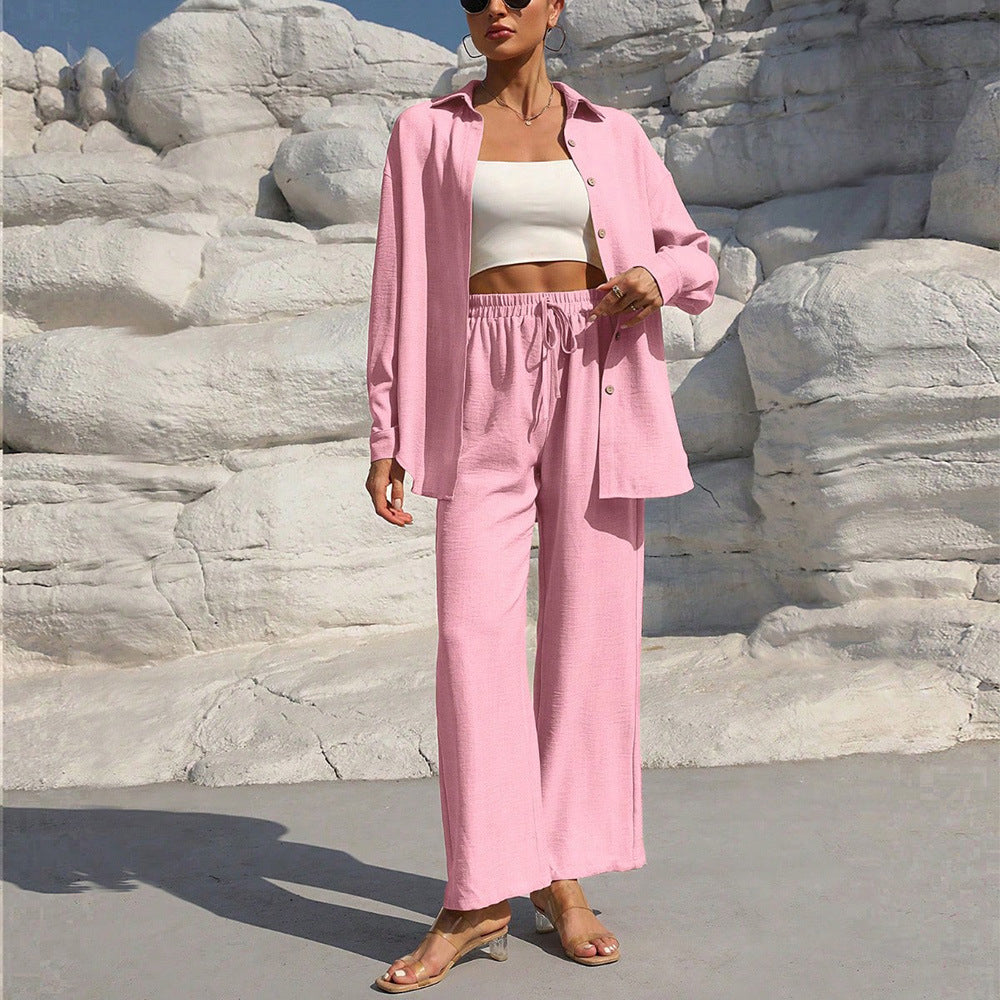 European and american cross-border  summer new arrival: loose-fit two-piece set with wide-leg pants - casual outfit for wholesale export