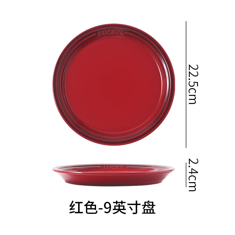 French-style matte ceramic plate, high-end aesthetic, cake plate, creative round fruit and dessert plate, steak plate, plating dish