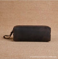 Hot-selling retro genuine leather stationery pencil case, top grain crazy horse leather handmade coin purse, student stationery organizer