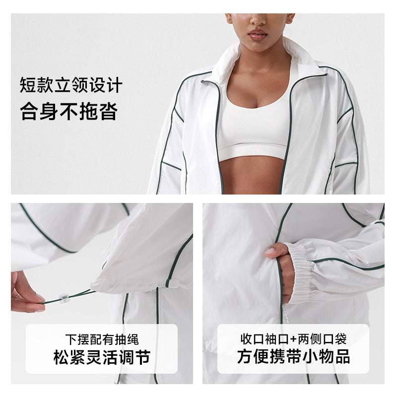 New quick-dry tennis jacket women's running long sleeve t-shirt sports top outdoor badminton slimming fitness apparel