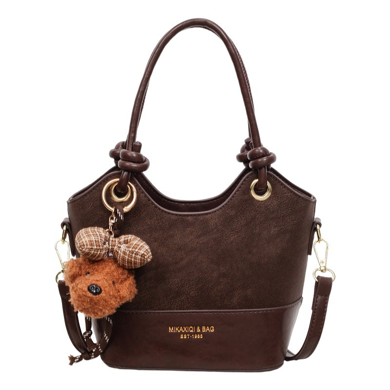 2025 new korean style handheld bucket bag women's bag retro popular chic elegant single shoulder crossbody bag
