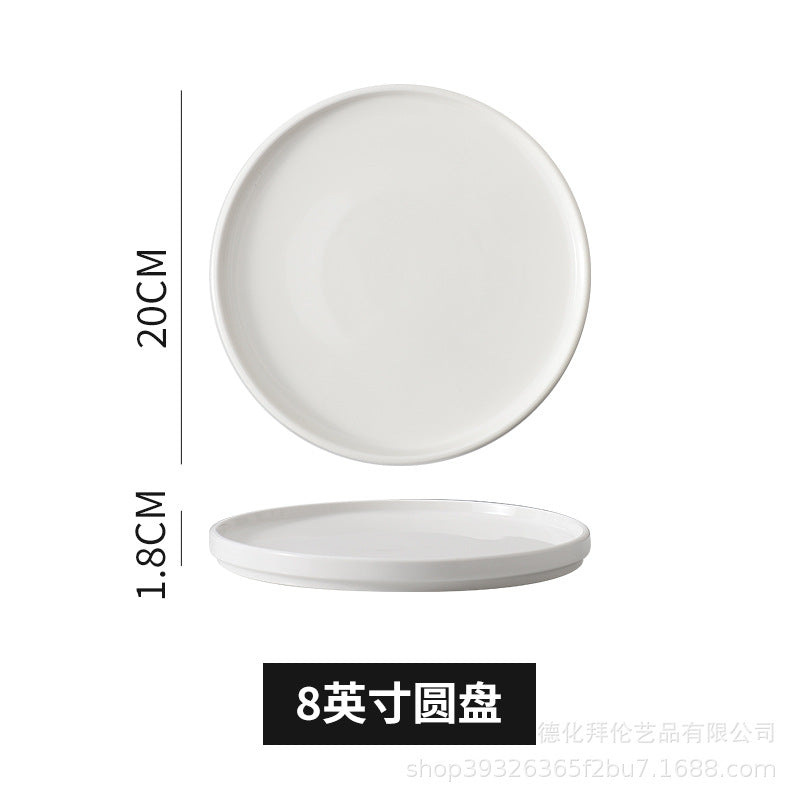 Japanese-style western dinner plates, creative steak plates, western dinner plates, creative black matte steak plates, commercial glossy white plates