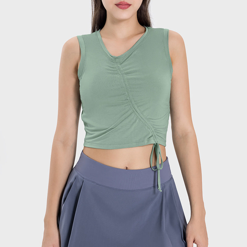 New arrival: spicy chic comfortable & breathable sports tank top - women's outdoor fashion, versatile tie-up ruched yoga top dss061