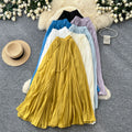 K-style high waist lazy style pleated a-line skirt for women spring and summer large swingeasiest for matchelegant gentle long skirt