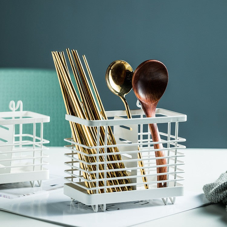 Wrought iron drain chopstick cage chopstick cartridge household chopstick basket kitchen spoon knife and fork storage box rack