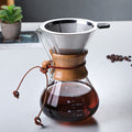 Wood chip hand-brewed coffee pot, high borosilicate glass coffee sharing pot, coffee filter cup, outdoor hand-brewed pot, chemex pot
