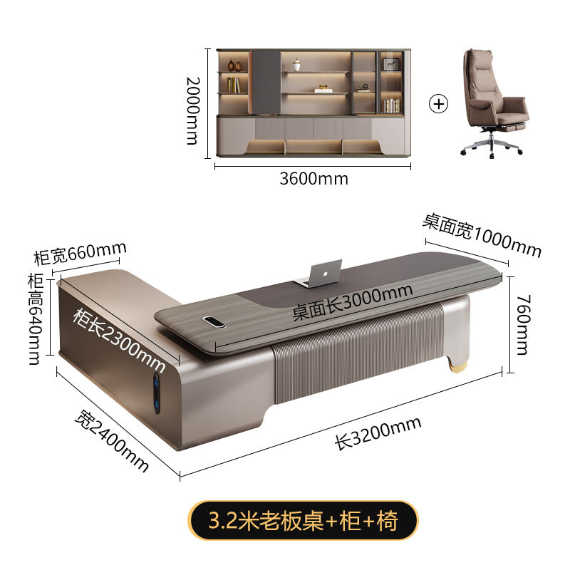 President's desk, executive desk, ceo desk, minimalist luxury chairman's office furniture, high-end office desk and chair set