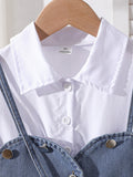 european and american style girls' cross-border shirt dress, vest design, with heart-shaped bag three-piece set for older girls