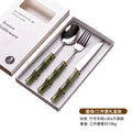 Bamboo handle stainless steel fork spoon tableware suit creative acrylic bamboo handle western food knife fork spoon dessert spoon