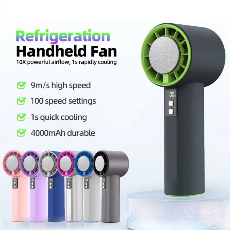 high-speed handheld cooling fan usb rechargeable mini digital display turbine violent high wind small fan s006