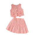 Children's clothing cross-border european and american girls pink vest + skirt two-piece set children's clothing suit