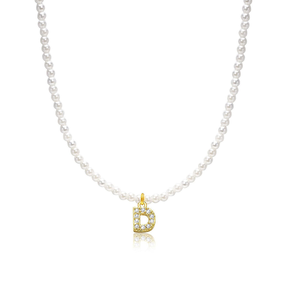new arrival imitation pearl necklace niche style design 26 english letter pendant necklace classy sense collarbone chain necklace