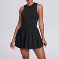 Cloud-feel half-zip fake two-piece yoga one-piece skirt running outdoor running fashion tape bottom a-line skirt tennis