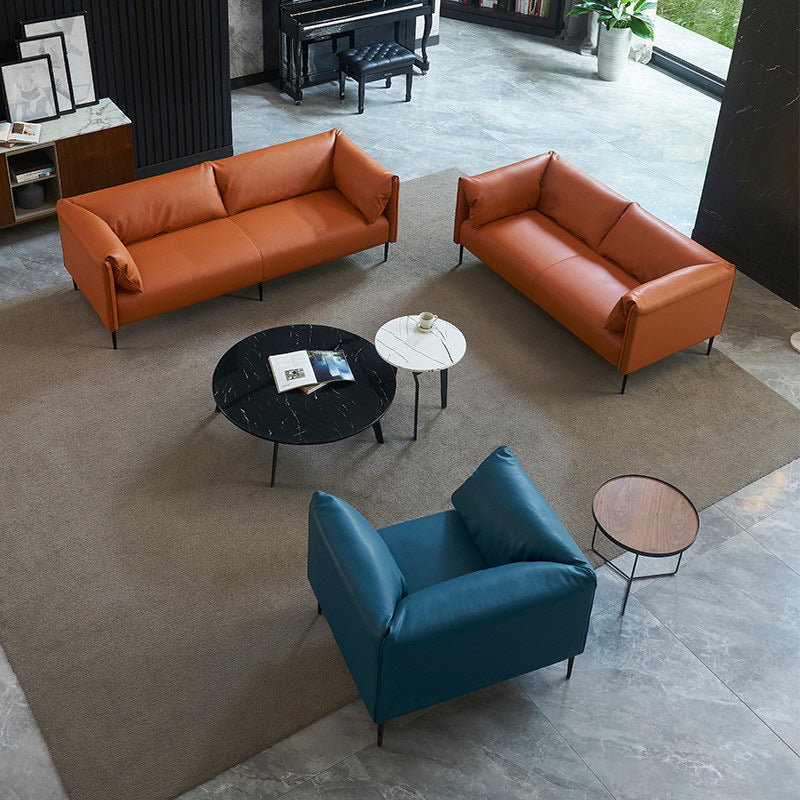 Italian accessible luxury business office sofa scandinavian small apartment first layer cowhide sofa casual area reception modular sofa