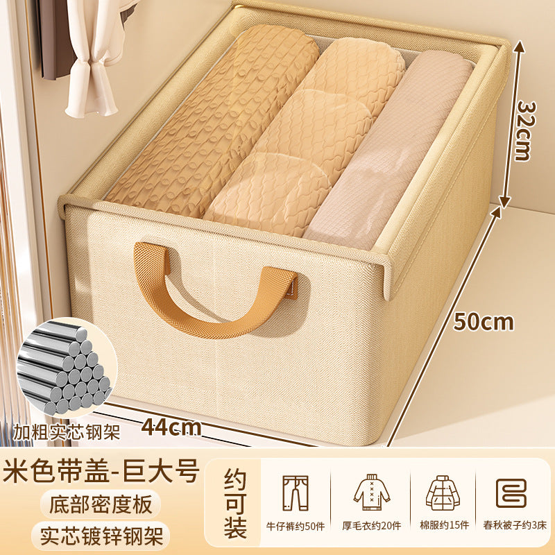 Clothes storage box Household wardrobe Foldable fabric finishing box for clothes and pants Large capacity storage basket with lid
