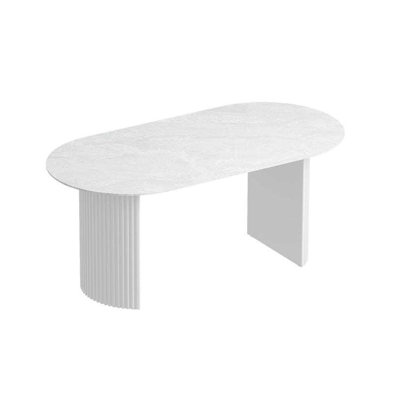 Custom-made nordic cream style dining table, round wabi-sabi desk, vintage home designer office table