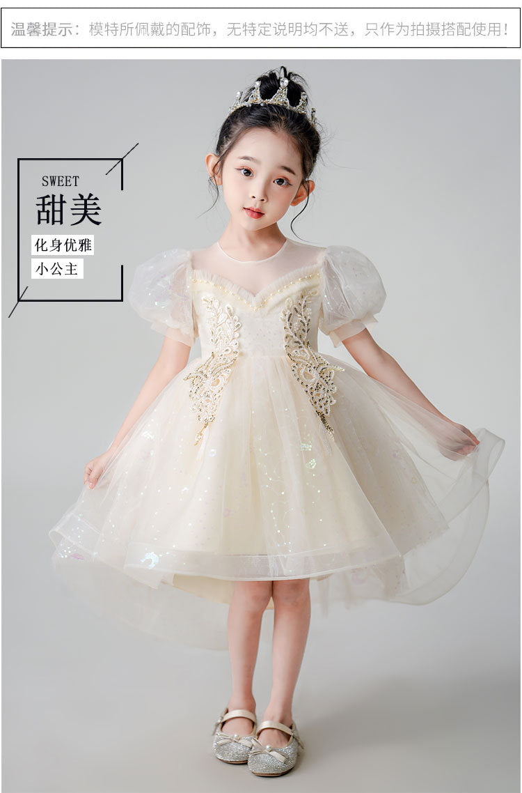 Girls' train dress, stylish children's princess dress, new baby catwalk piano performance clothes, in stock wholesale