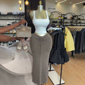European and american cross-border women's fashion:  summer new arrivals - elegant high-waisted, slimming, sexy bodycon midi skirt with tie waist