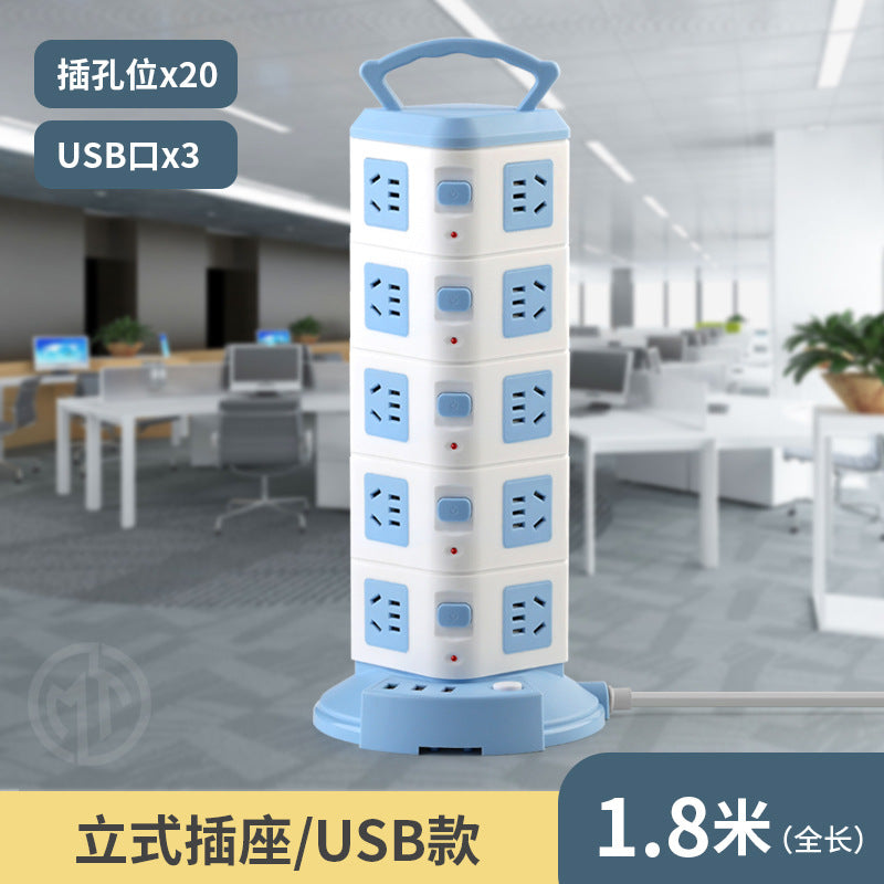 For homevertical socket panel multi-hole plug strip multi-function plug strip multi-purpose stereo plug strip with cable usb plug strip