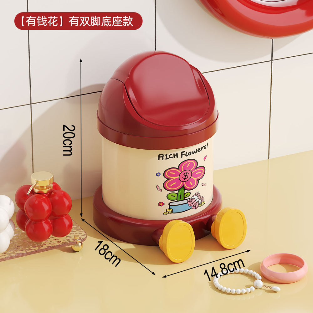 Cartoon home desktop trash can - mini, cute, high-value storage for office, bedroom, dorm, and desk