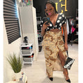 European and american cross-border women's fashion:  &  streetwear casual printed slit pocket knit midi skirt
