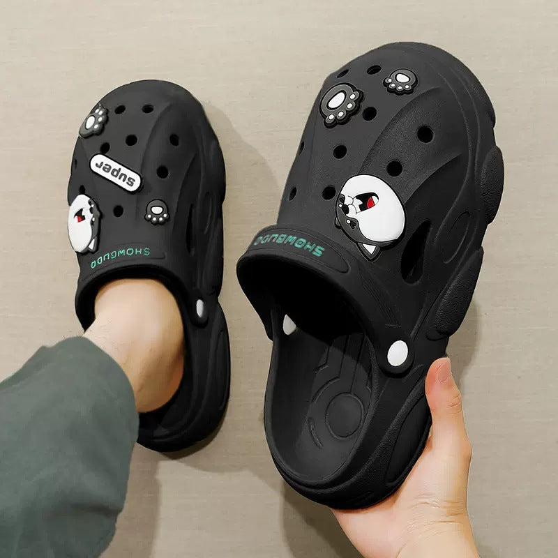 Crocs men's summernew arrival outdoor beach thick solenon-slip sandals toe-cap half slippers men2025outwear