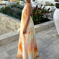 women's summer new arrivals: export-quality, cross-border fashion - elegant, loose-fit, printed halter neck tie-back dress